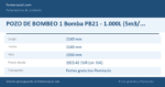 Ficha técnica POZO DE BOMBEO 1 Bomba PB21 - 1.000L (5m3/h)