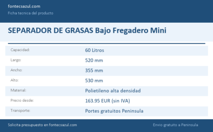 Ficha técnica SEPARADOR DE GRASAS Bajo Fregadero Mini