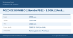 Ficha técnica POZO DE BOMBEO 2 Bomba PB22 - 1.500L (24m3/h)